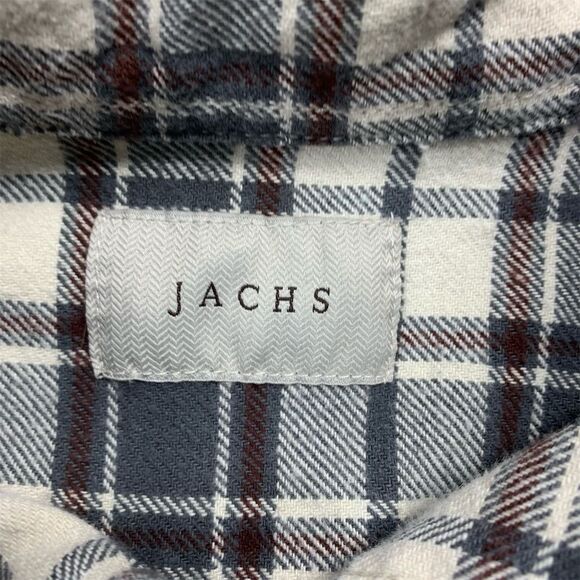 Jachs Men's Gray Plaid Flannel Button-Up Shirt Size L Long Sleeve - Picture 2 of 8